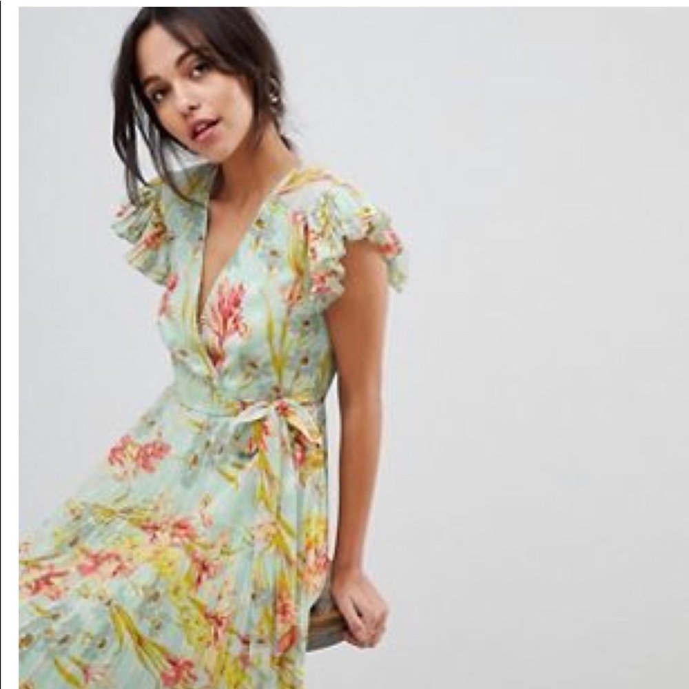 Floral maxi bridesmaid wedding guest dress mint